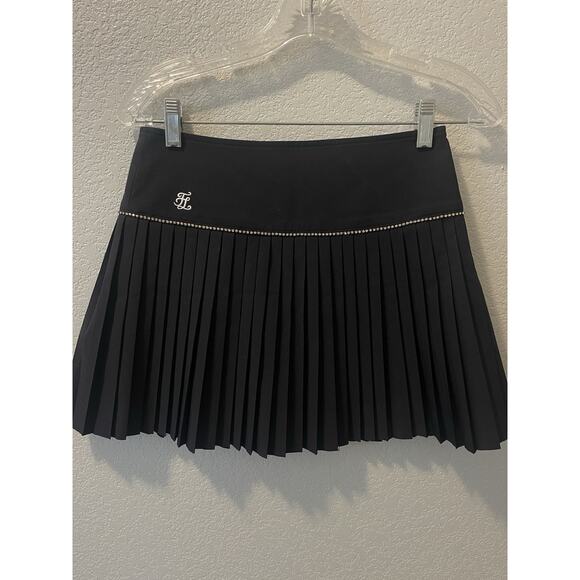 FAIR LIAR Women Black Pleated Golf Mini Skirt Skort Size XS Rhinestone - Picture 2 of 7
